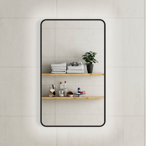 Retti Rectangular 600mm x 1000mm Backlit LED Framed Mirror with Demister, Matte Black Frame