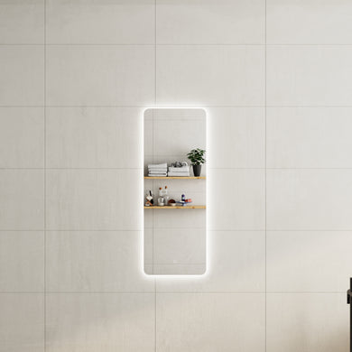 Retti Rectangular 450mm x 1200mm Backlit LED Frameless Mirror with Polished Edge, Rounded Corners and Demister