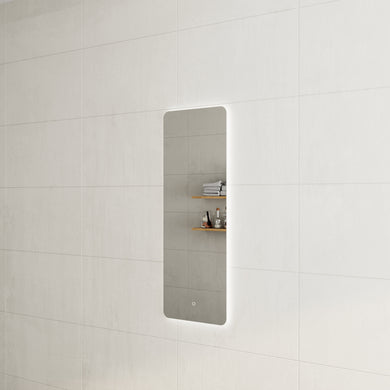 Retti Rectangular 450mm x 1200mm Backlit LED Frameless Mirror with Polished Edge, Rounded Corners and Demister