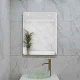 Retti Rectangular 600mm x 750mm Backlit LED Frameless Mirror with Polished Edge, Rounded Corners and Demister