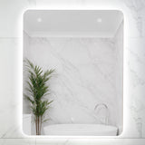 Retti Rectangular 600mm x 750mm Backlit LED Frameless Mirror with Polished Edge, Rounded Corners and Demister