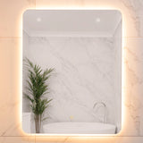 Retti Rectangular 600mm x 750mm Backlit LED Frameless Mirror with Polished Edge, Rounded Corners and Demister