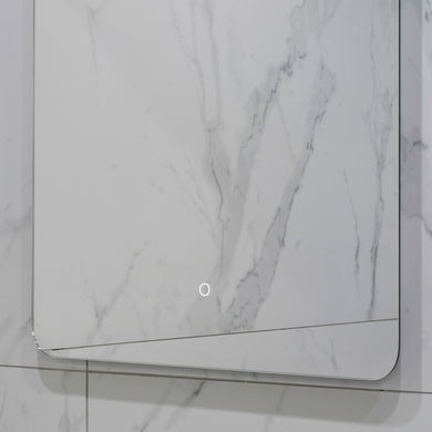 Retti Rectangular 600mm x 750mm Backlit LED Frameless Mirror with Polished Edge, Rounded Corners and Demister