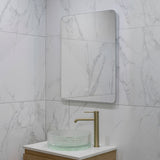 Retti Rectangular 600mm x 750mm Backlit LED Frameless Mirror with Polished Edge, Rounded Corners and Demister