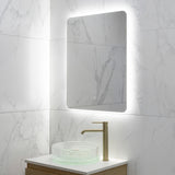 Retti Rectangular 600mm x 750mm Backlit LED Frameless Mirror with Polished Edge, Rounded Corners and Demister