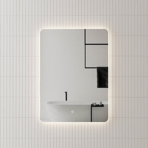 Retti Rectangular 600mm x 900mm Backlit LED Mirror with Polished Edge, Rounded Corners and Demister