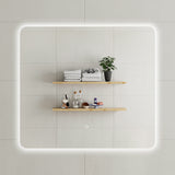 Retti Rectangular 1000mm x 900mm Backlit LED Frameless Mirror with Polished Edge, Rounded Corners and Demister