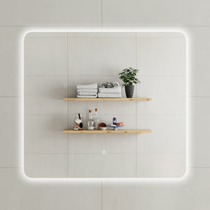 Retti Rectangular 1000mm x 900mm Backlit LED Frameless Mirror with Polished Edge, Rounded Corners and Demister