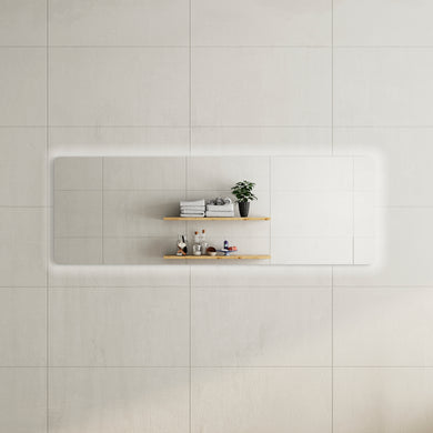Retti Rectangular 1800mm x 600mm Backlit LED Frameless Mirror with Polished Edge, Rounded Corners and Demister