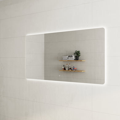 Retti Rectangular 1800mm x 900mm Backlit LED Frameless Mirror with Polished Edge, Rounded Corners and Demister