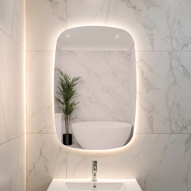 Riri Oblong 600mm x 900mm Backlit LED Frameless Mirror with Polished Edge and Demister