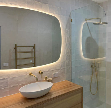 *Clearance* Riri Oblong 1200mm x 900mm Backlit LED Frameless Mirror with Polished Edge and Demister