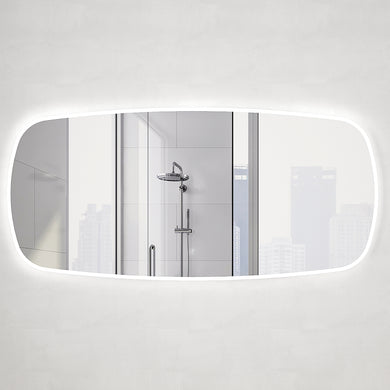Riri Oblong 1500mm x 700mm Frontlit and Backlit LED Frameless Mirror with Frosted Glass Border and Demister
