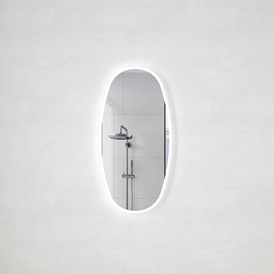 *Clearance* Riri Oblong 400mm x 800mm Frontlit and Backlit LED Frameless with Frosted Glass Border and Demister