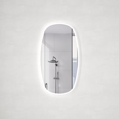 Riri Oblong 500mm x 900mm Frontlit and Backlit LED Frameless Mirror with Frosted Glass Border and Demister