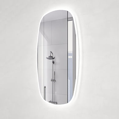 Riri Oblong 600mm x 1200mm Frontlit and Backlit LED Frameless Mirror with Frosted Glass Border and Demister