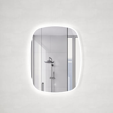 Riri Oblong 700mm x 900mm Frontlit and Backlit LED Frameless Mirror with Frosted Glass Border and Demister