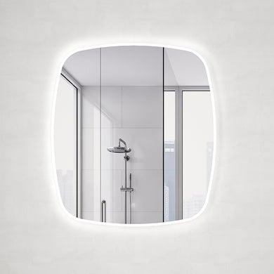 *Clearance* Riri Oblong 900mm x 1000mm Frontlit and Backlit LED Frameless Mirror with Frosted Glass Border and Demister