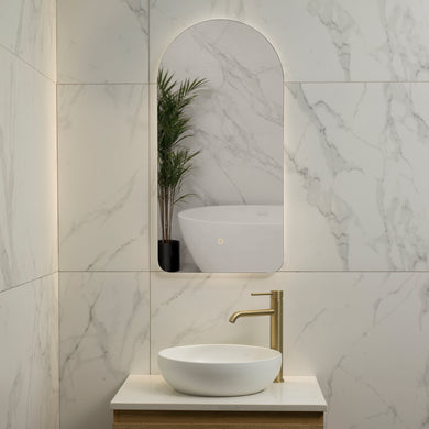 Arco Arch 400mm x 800mm Backlit LED Frameless Mirror with Polished Edge and Demister