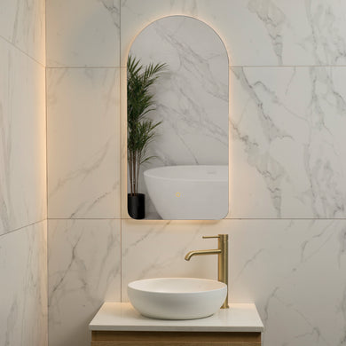 Arco Arch 400mm x 800mm Backlit LED Frameless Mirror with Polished Edge and Demister