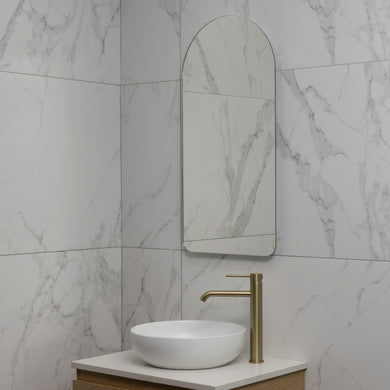 Arco Arch 400mm x 800mm Backlit LED Frameless Mirror with Polished Edge and Demister