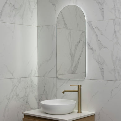 Arco Arch 400mm x 800mm Backlit LED Frameless Mirror with Polished Edge and Demister