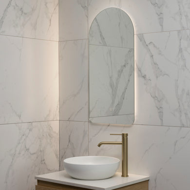 Arco Arch 400mm x 800mm Backlit LED Frameless Mirror with Polished Edge and Demister