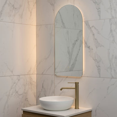 Arco Arch 400mm x 800mm Backlit LED Frameless Mirror with Polished Edge and Demister