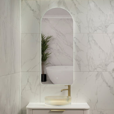 Arco Arch 500mm x 1200mm Backlit LED Frameless Mirror with Polished Edge and Demister