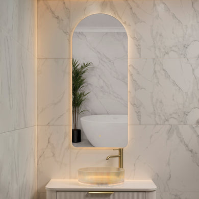 Arco Arch 500mm x 1200mm Backlit LED Frameless Mirror with Polished Edge and Demister