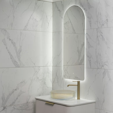 Arco Arch 500mm x 1200mm Backlit LED Frameless Mirror with Polished Edge and Demister
