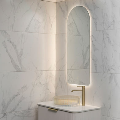 Arco Arch 500mm x 1200mm Backlit LED Frameless Mirror with Polished Edge and Demister