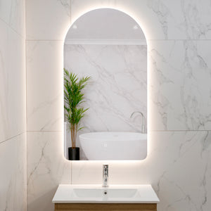 Arco Arch 550mm x 1000mm Backlit LED Frameless Mirror with Polished Edge and Demister