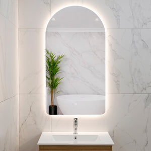 Arco Arch 550mm x 1000mm Backlit LED Frameless Mirror with Polished Edge and Demister