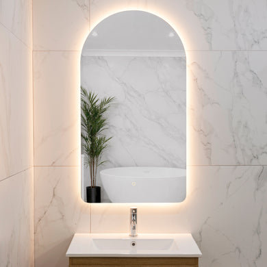 Arco Arch 550mm x 1000mm Backlit LED Frameless Mirror with Polished Edge and Demister