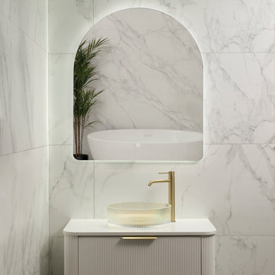 Arco Arch 850mm x 1000mm Backlit LED Frameless Mirror with Polished Edge and Demister