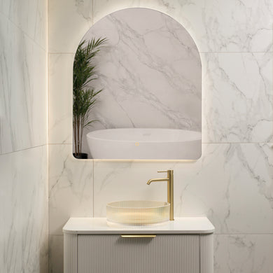 Arco Arch 850mm x 1000mm Backlit LED Frameless Mirror with Polished Edge and Demister