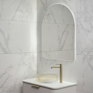Arco Arch 850mm x 1000mm Backlit LED Frameless Mirror with Polished Edge and Demister