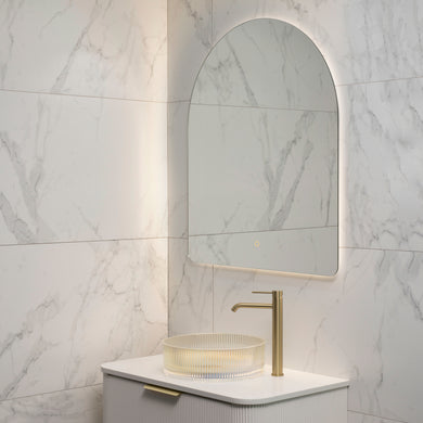 Arco Arch 850mm x 1000mm Backlit LED Frameless Mirror with Polished Edge and Demister
