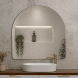 Arco Arch 1000mm x 1000mm Backlit LED Frameless Mirror with Polished Edge and Demister