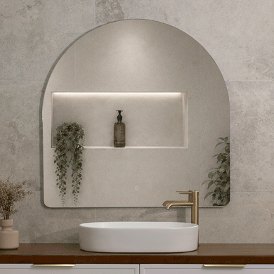 Arco Arch 1000mm x 1000mm Backlit LED Frameless Mirror with Polished Edge and Demister