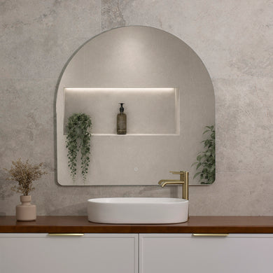 Arco Arch 1000mm x 1000mm Backlit LED Frameless Mirror with Polished Edge and Demister