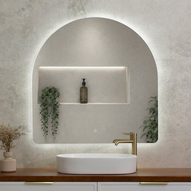 Arco Arch 1000mm x 1000mm Backlit LED Frameless Mirror with Polished Edge and Demister