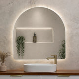 Arco Arch 1000mm x 1000mm Backlit LED Frameless Mirror with Polished Edge and Demister