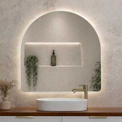 Arco Arch 1000mm x 1000mm Backlit LED Frameless Mirror with Polished Edge and Demister