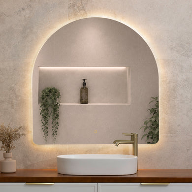 Arco Arch 1000mm x 1000mm Backlit LED Frameless Mirror with Polished Edge and Demister
