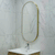 Pill Oval 500mm x 1000mm Frontlit LED Framed Mirror with Demister, Brushed Brass (Gold) Frame
