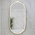 Pill Oval 500mm x 1000mm Frontlit LED Framed Mirror with Demister, Brushed Brass (Gold) Frame
