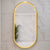 Pill Oval 500mm x 1000mm Frontlit LED Framed Mirror with Demister, Brushed Brass (Gold) Frame