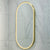 Pill Oval 500mm x 1000mm Frontlit LED Framed Mirror with Demister, Brushed Brass (Gold) Frame